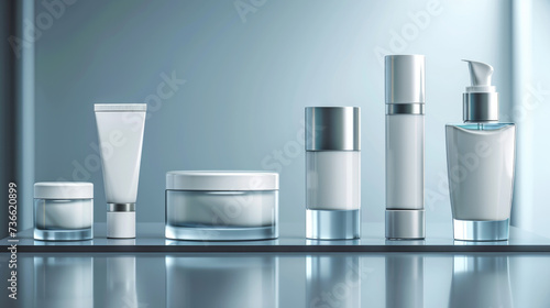 Group of Cosmetic Products on Table