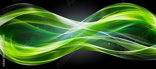 Abstract green and black waves flowing design background with modern digital art concept