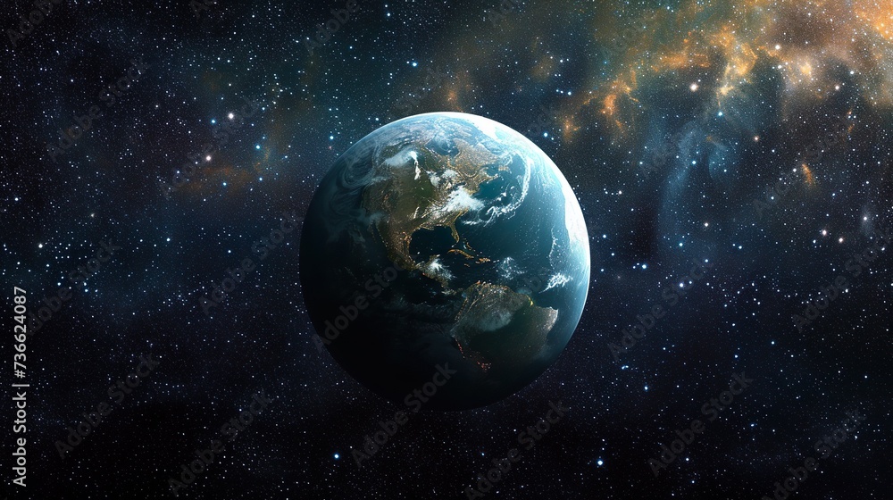 Earth globe in space with parcial night lights latin america usa starfield background illustration large 3d Earth globe in space with parcial night lights latin america usa starfield background illustration large 3d