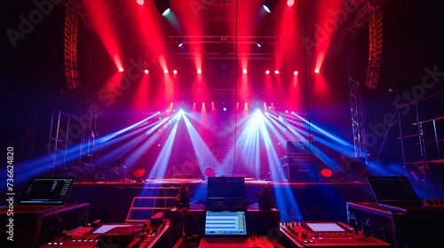 Stage for live concert Online transmission. Business concept for a production broadcast in Realtime as events happen. photo