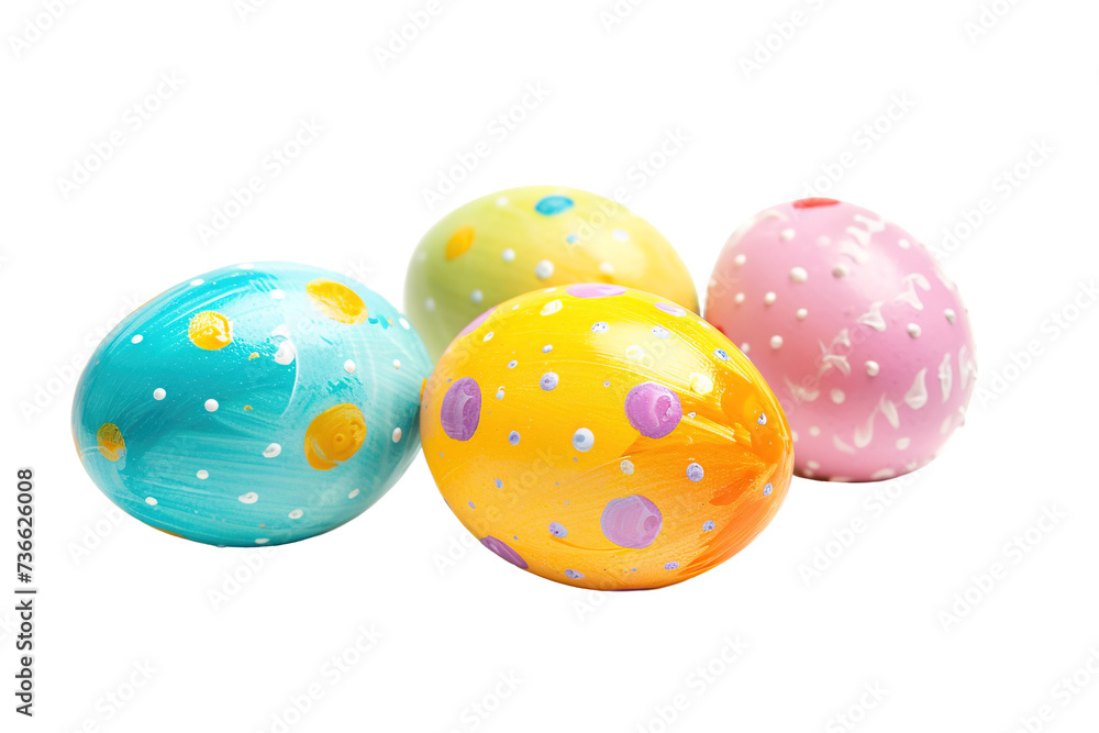 Bunch of Easter eggs decorated with colorful pastel tones over isolated transparent background