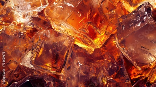 Close up view of the ice cubes in water photo