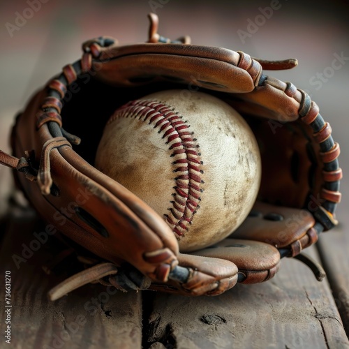 Baseball ball: the quintessential sphere of America's pastime, embodying the excitement, competition, and timeless joy of the game, from pitches and hits to catches and home runs on the diamond © Ruslan Batiuk