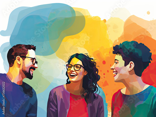 A group of friends talking cheerfully to each other