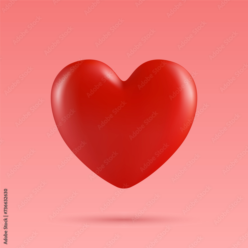 Vector 3d Realistic Heart Shape Closeup Isolated. Romantic Red Glossy Heart Shape Set for Valentine's Day. Template for Designs and Decorations