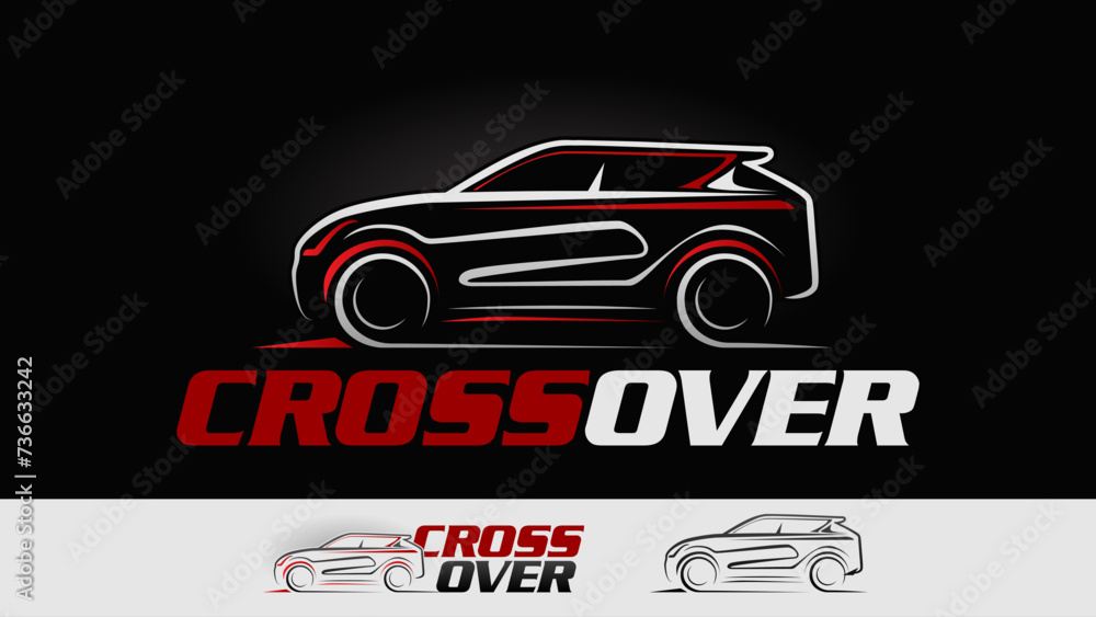 Crossover car silhouette. Suv side line silhouettes car vector isolated on black background. Crossover car silhouette. Suv side line silhouettes car vector isolated on black background.
