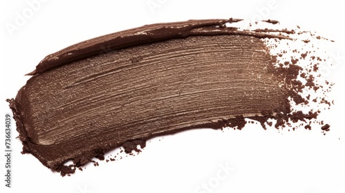 Delicious melted chocolate paste smear on white background, top view, culinary concept photo