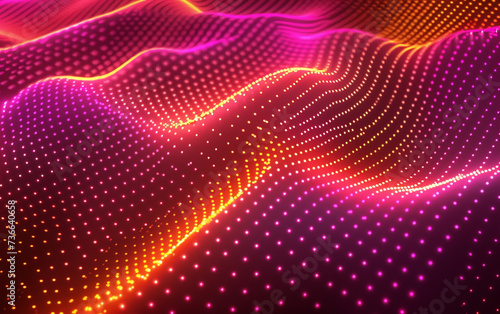 Abstract Waving Particle Technology Background Design. Abstract wave moving dots flow particles