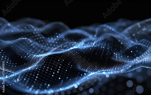 Abstract Waving Particle Technology Background Design. Abstract wave moving dots flow particles