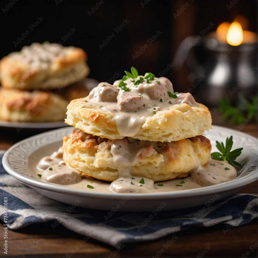 Buttermilk Biscuits with Sausage Gravy - Southern Comfort Classic Buttermilk Biscuits with Sausage Gravy - Southern Comfort Classic