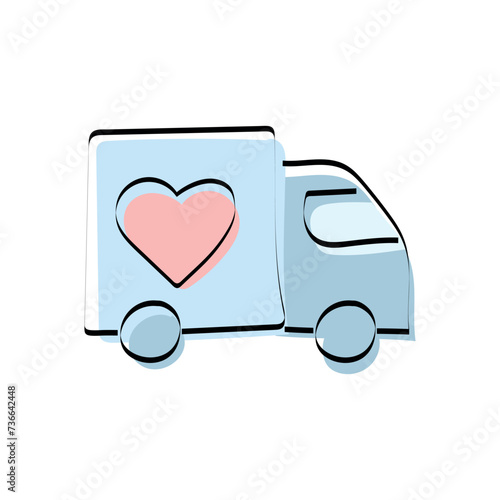 A heart. love. a symbol of love. red. guy. young woman. to stretch out. arm. valentine card. the icon. doodle. colored. vector. on a white background. flat.