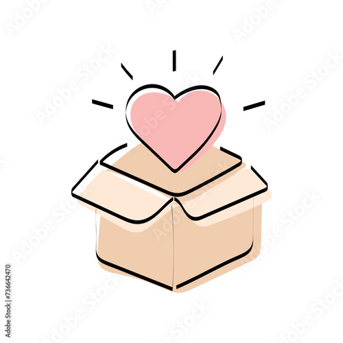 A heart. love. a symbol of love. red. guy. young woman. to stretch out. arm. valentine card. the icon. doodle. colored. vector. on a white background. flat.