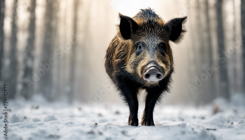 full body of wild boar, isolated white background 