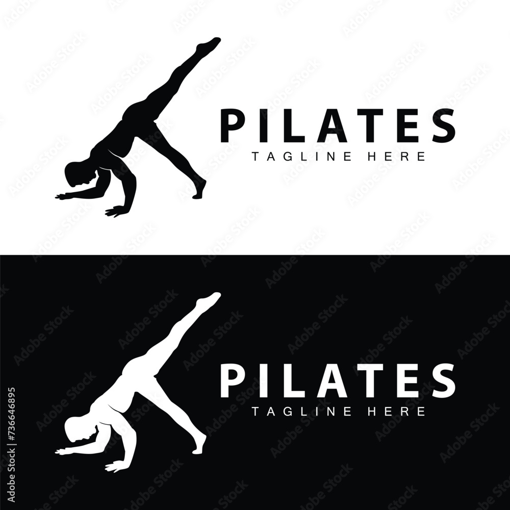 Pilates logo vector body poses gymnastics exercise yoga calm down template illustration Pilates logo vector body poses gymnastics exercise yoga calm down template illustration