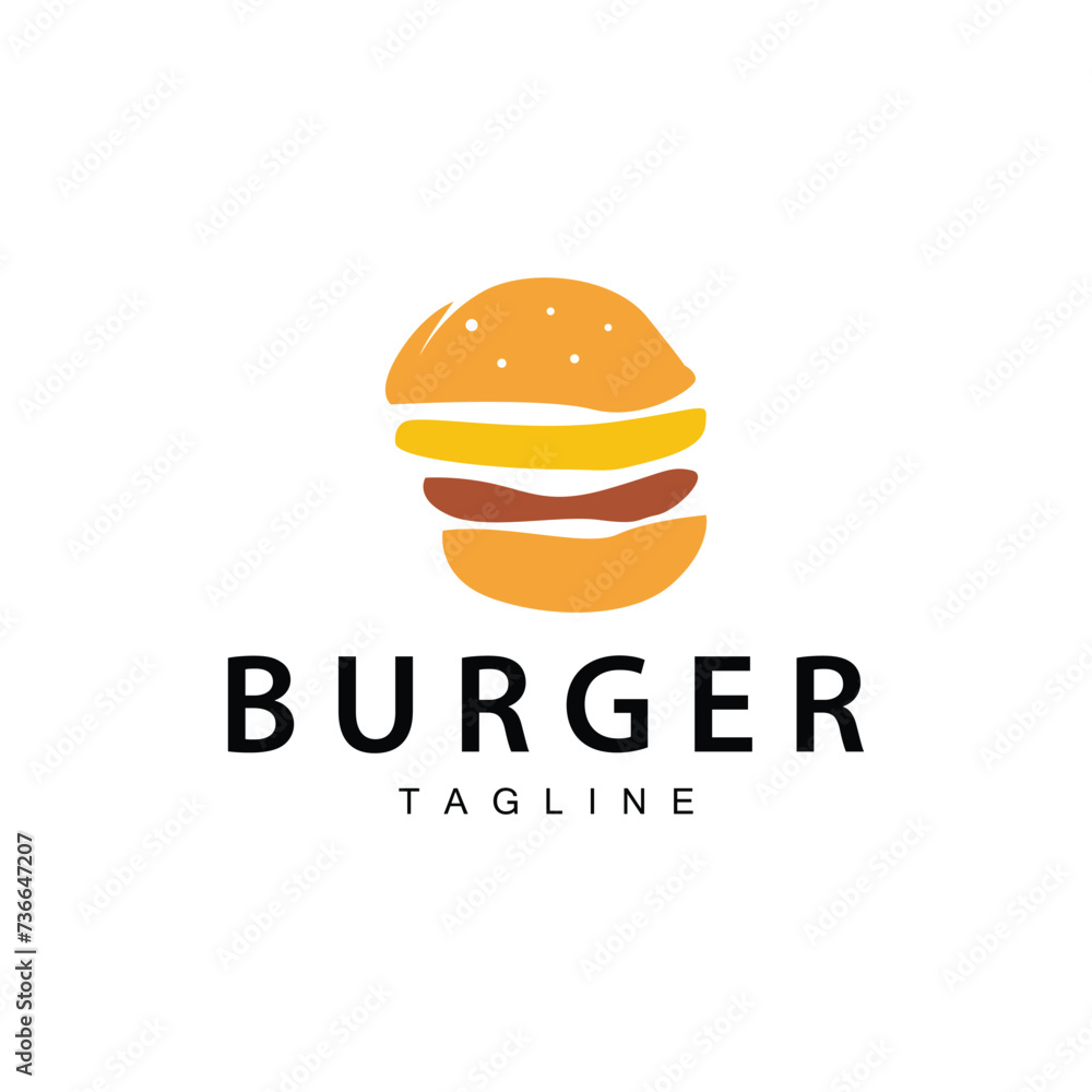 Burger Logo, Vector Bread, Meat And Vegetable Fast Food Illustration Design Burger Logo, Vector Bread, Meat And Vegetable Fast Food Illustration Design