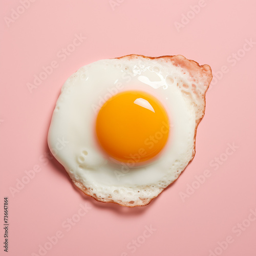 isolated fried egg on pink background 