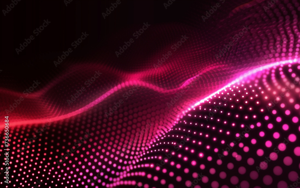 Obraz premium Abstract Waving Particle Technology Background Design. Abstract wave moving dots flow particles