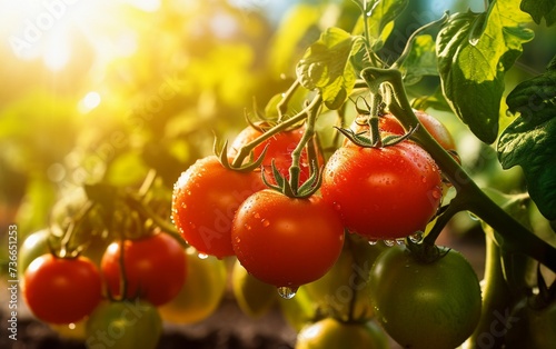 Background of fresh ingredients tomatoes, fruit, vegetables represent the concept of healthy eating, organic fruit, sustainable farming