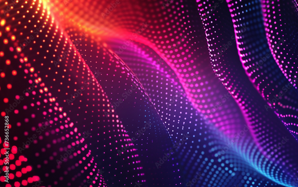 Abstract Waving Particle Technology Background Design. Abstract wave moving dots flow particles