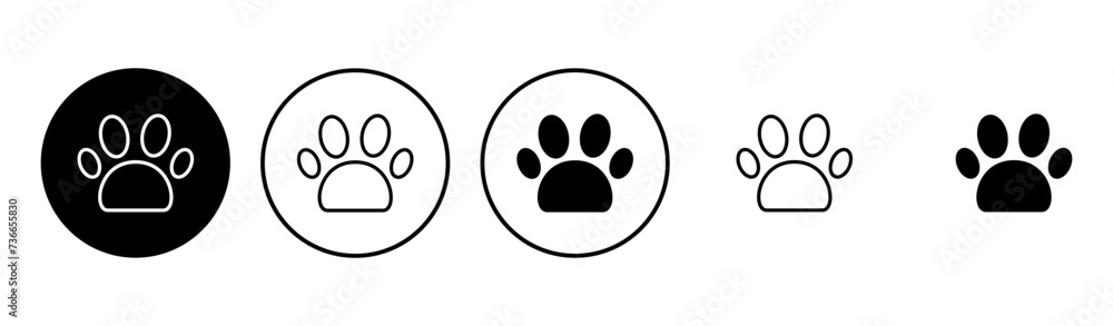 Paw icon set. paw print icon vector. dog or cat paw Paw icon set. paw print icon vector. dog or cat paw