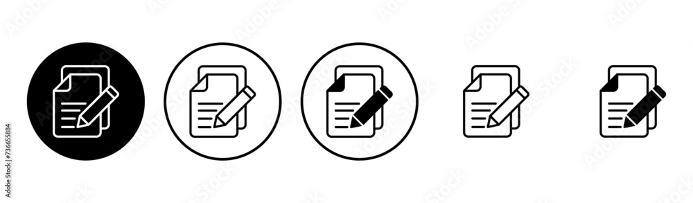 Note icon set. notepad icon vector. edit file. write icon Note icon set. notepad icon vector. edit file. write icon