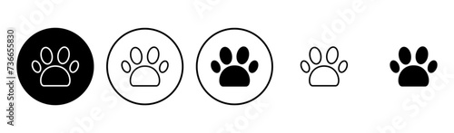 Paw icon set. paw print icon vector. dog or cat paw