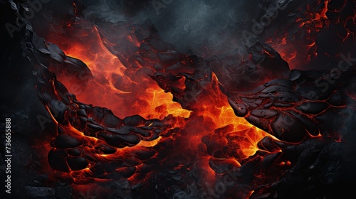 Captivating lava wallpaper: fiery beauty and volcanic landscapes in breathtaking visuals. Earth's core, hot lava flow, volcanic activity, nature's fiery display. photo