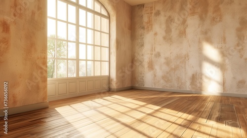 Empty room with a big window. Real estate concept.