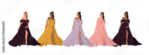 Pregnant girls in a beautiful evening dress