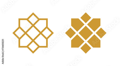 Islamic Ornament Set with Gold Color - Flat Design - Editable Vector : Suitable for Islamic Theme and Other Graphic Related Assets.