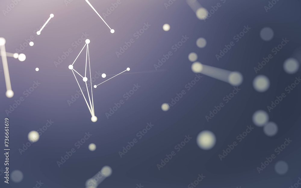 Fototapeta premium Abstract background. Molecules technology with polygonal shapes, connecting dots and lines. Connection structure. Big data visualization.