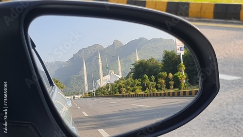 Awesome view of beautiful Faisal Mosque Islamabad Pakistan  photo