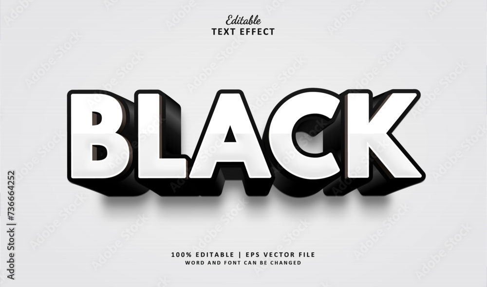 Black editable text effect style 3d Bold Simple & Minimal