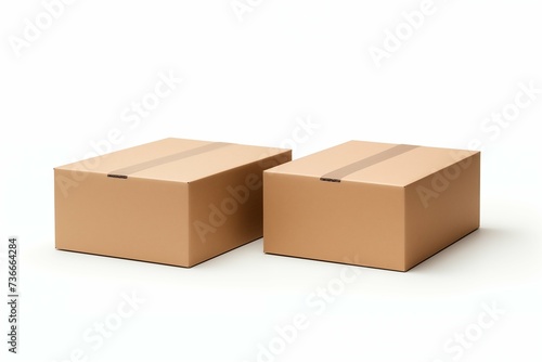 Two cardboard boxes on a white background. © abdou