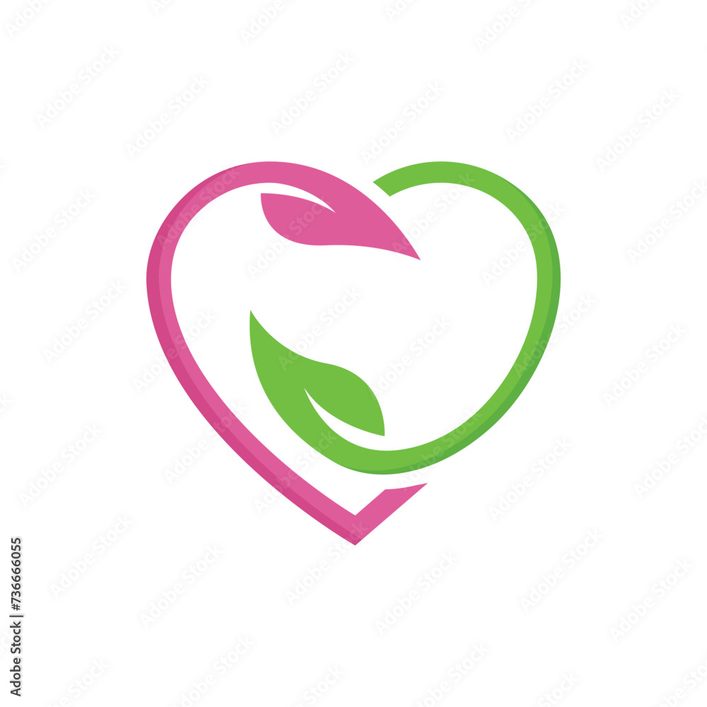 eco love logo, love nature logo vector concept icon illustration eco love logo, love nature logo vector concept icon illustration