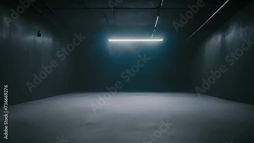 Dark room with single light source in center