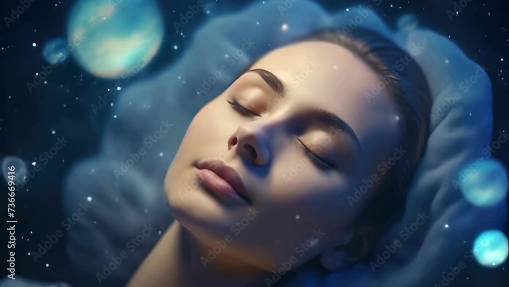 Woman peacefully laying in bed with her eyes closed Woman peacefully laying in bed with her eyes closed