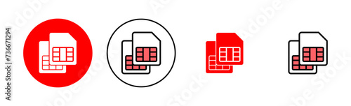 Sim card icon set illustration. dual sim card sign and symbol