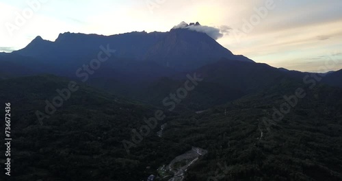 Aerial view of Mount Kinabalu during sunrise