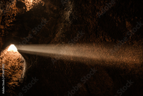 sunbeam of light in a cave