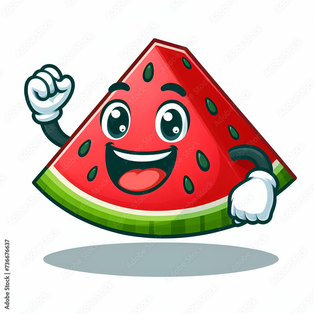 Retro Funny Cute Cheerful Happy Joy Big Wide Smile, Eyes, Arms & Hands Fresh Juicy Watermelon Tropical Fruit Slice Melon Cartoon Character Emoticon Mascot on a White Background. Food & Drink Greeting. Retro Funny Cute Cheerful Happy Joy Big Wide Smile, Eyes, Arms & Hands Fresh Juicy Watermelon Tropical Fruit Slice Melon Cartoon Character Emoticon Mascot on a White Background. Food & Drink Greeting.