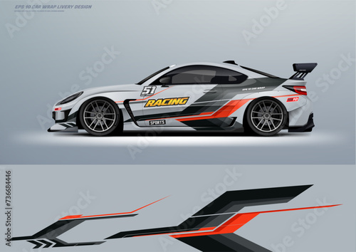 Sporty racing car wrap livery design printable file vector eps 10