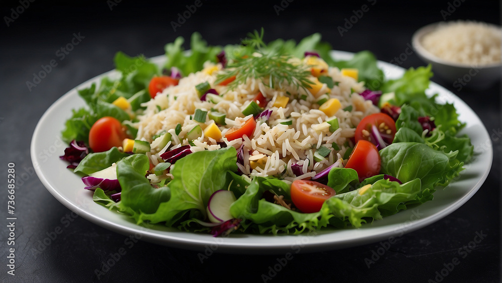 Fresh Delight: Salad with Rice and Assorted Vegetables on Display
Fresh Delight: Salad with Rice and Assorted Vegetables on Display