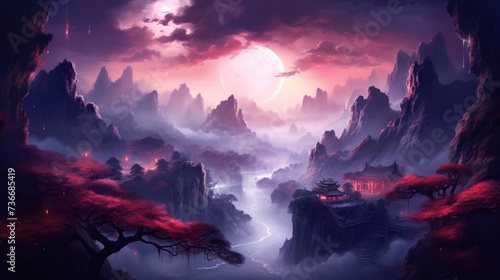 Chinese Style Fantasy Landscape Art © Damian Sobczyk
