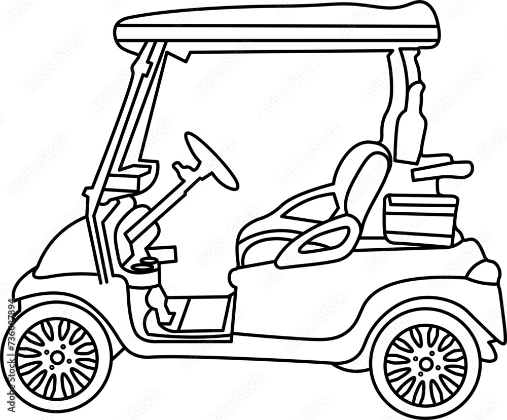 Fototapeta premium Golf cart Outline Illustration Vector