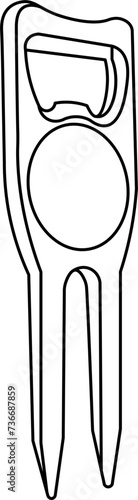 Фотография Golf divot repair tool Outline Illustration Vector