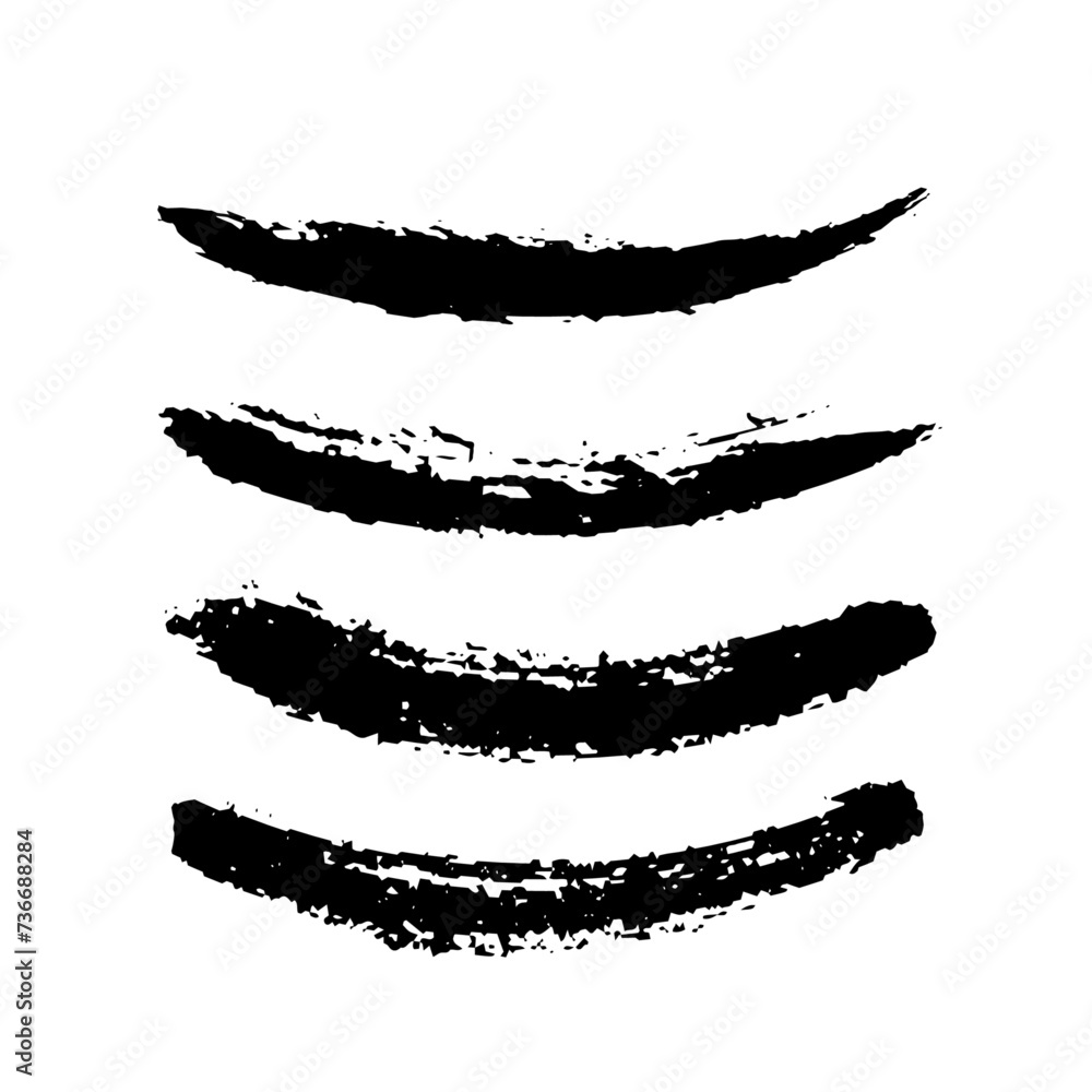 Hand drawn set of brushstroke. Vector grunge objects