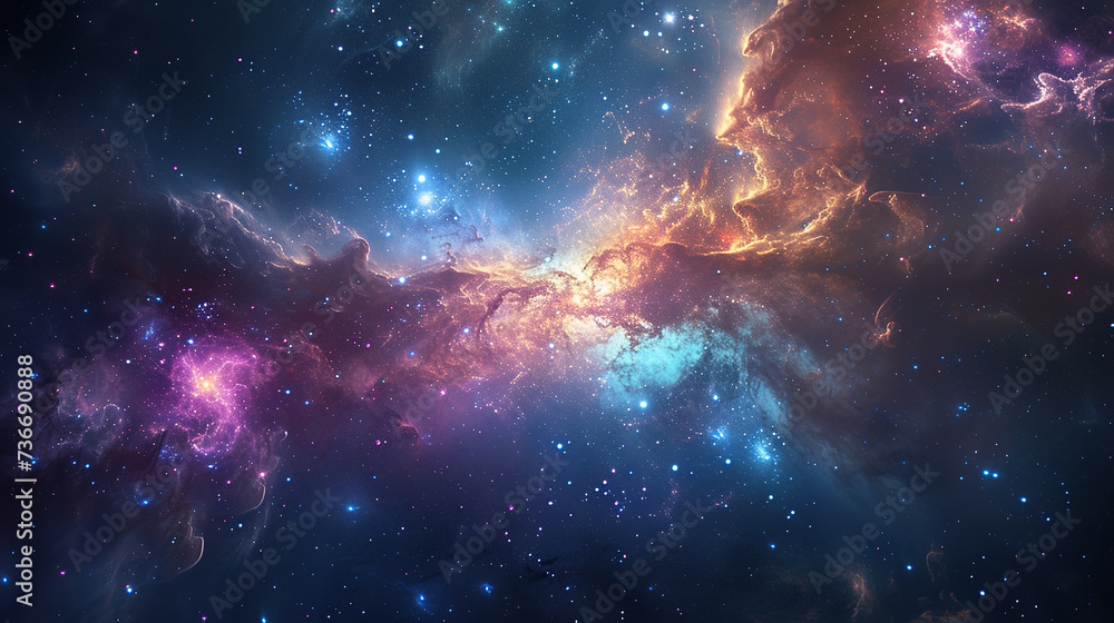 Galaxy filled with vibrant colors and cosmic wonders, perfect for a celestial fantasy wallpaper