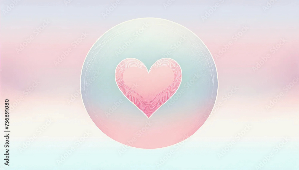 A heart in pastel colors, centered on a harmonious pastel background A heart in pastel colors, centered on a harmonious pastel background