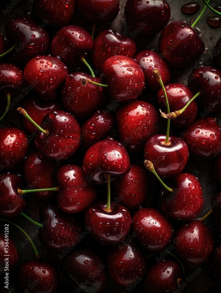 Bunch of cherries on a black background. Bunch of cherries on a black background.